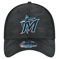 Casquette New Era noire camouflage Miami Marlins 39THIRTY Flex pour jeune