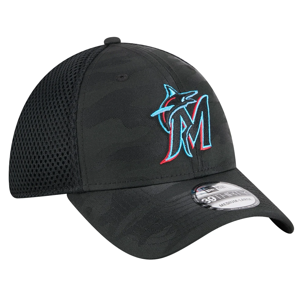 Casquette New Era noire camouflage Miami Marlins 39THIRTY Flex pour jeune