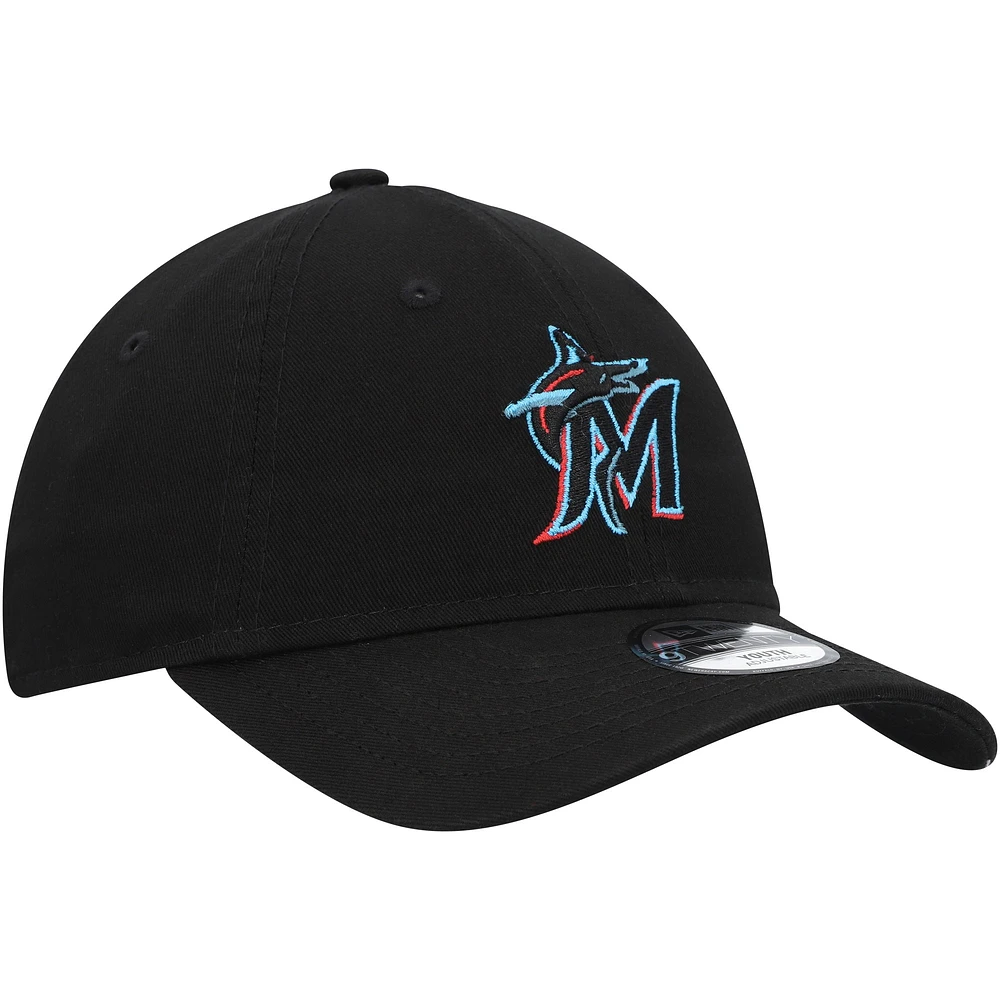 Casquette ajustable 9TWENTY Miami Marlins Core Classic New Era noire pour jeune