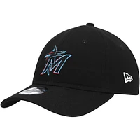 Casquette ajustable 9TWENTY Miami Marlins Core Classic New Era noire pour jeune