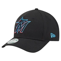 Casquette ajustable New Era noire pour jeunes Miami Marlins Player Replica 9FORTY