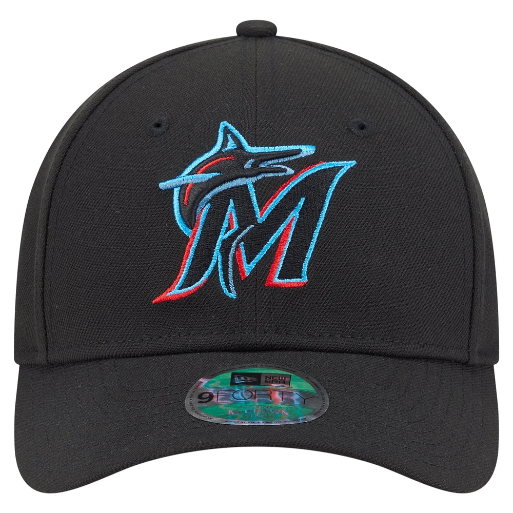Casquette ajustable New Era noire pour jeunes Miami Marlins Player Replica 9FORTY