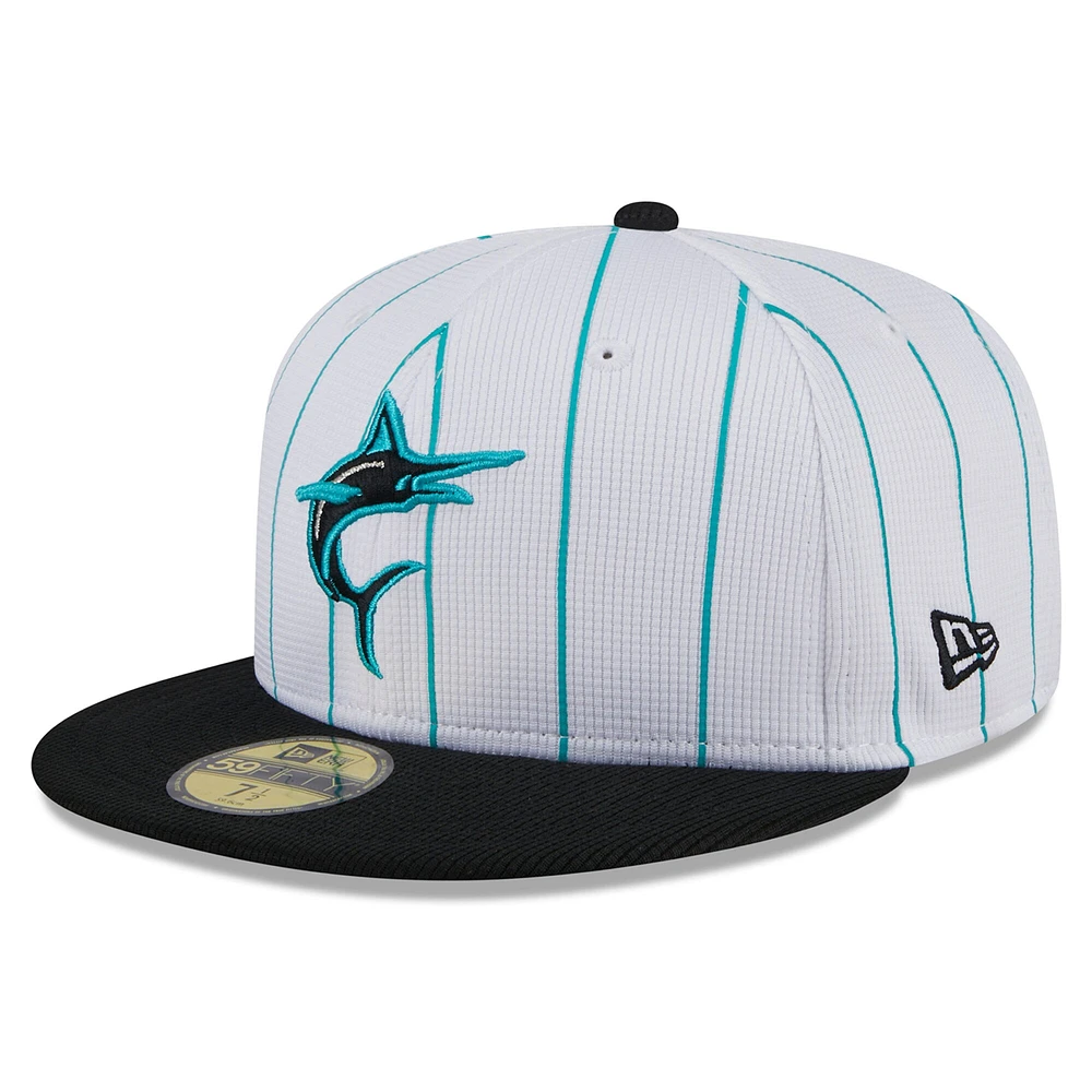 Casquette ajustée 59FIFTY pour jeunes Miami Marlins 2024 New Era blanche