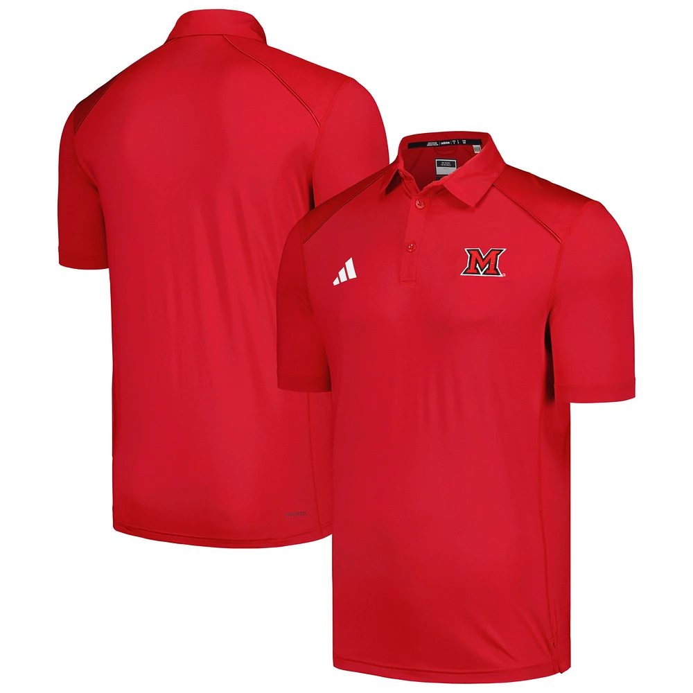 Polo adidas rouge Miami University RedHawks Classic AEROREADY pour hommes