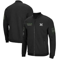 Men's Colosseum Black Miami University RedHawks OHT Military Appreciation High-Speed Bomber Full-Zip Jacket