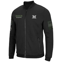 Men's Colosseum Black Miami University RedHawks OHT Military Appreciation High-Speed Bomber Full-Zip Jacket
