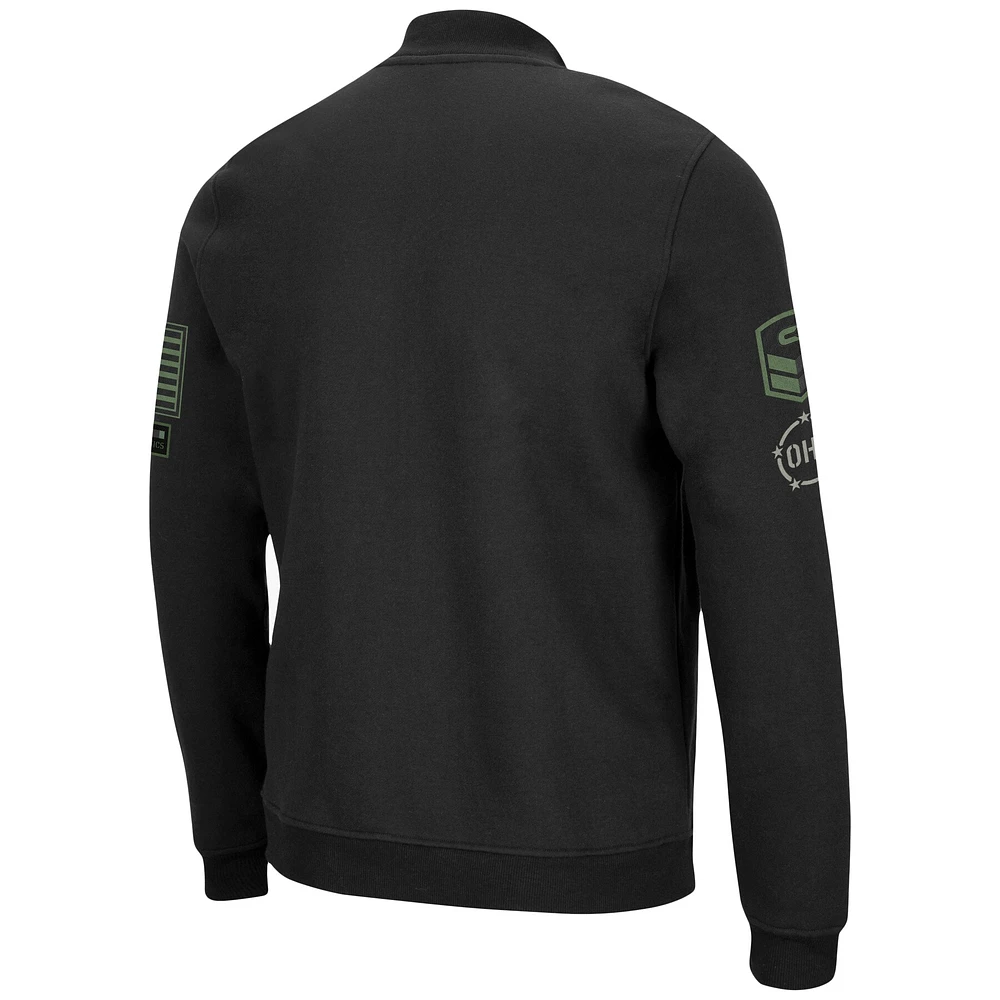 Men's Colosseum Black Miami University RedHawks OHT Military Appreciation High-Speed Bomber Full-Zip Jacket