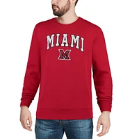 Men's Colosseum Red Miami University RedHawks Arch & Logo Crew Neck Sweatshirt