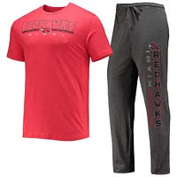 Men's Concepts Sport Heathered Charcoal/Red Miami University RedHawks Meter T-Shirt & Pants Sleep Set