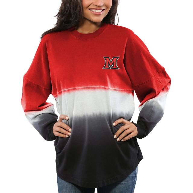 Maillot Femme Rouge Miami University RedHawks Ombre Long Sleeve Dip-Dyed Spirit Jersey