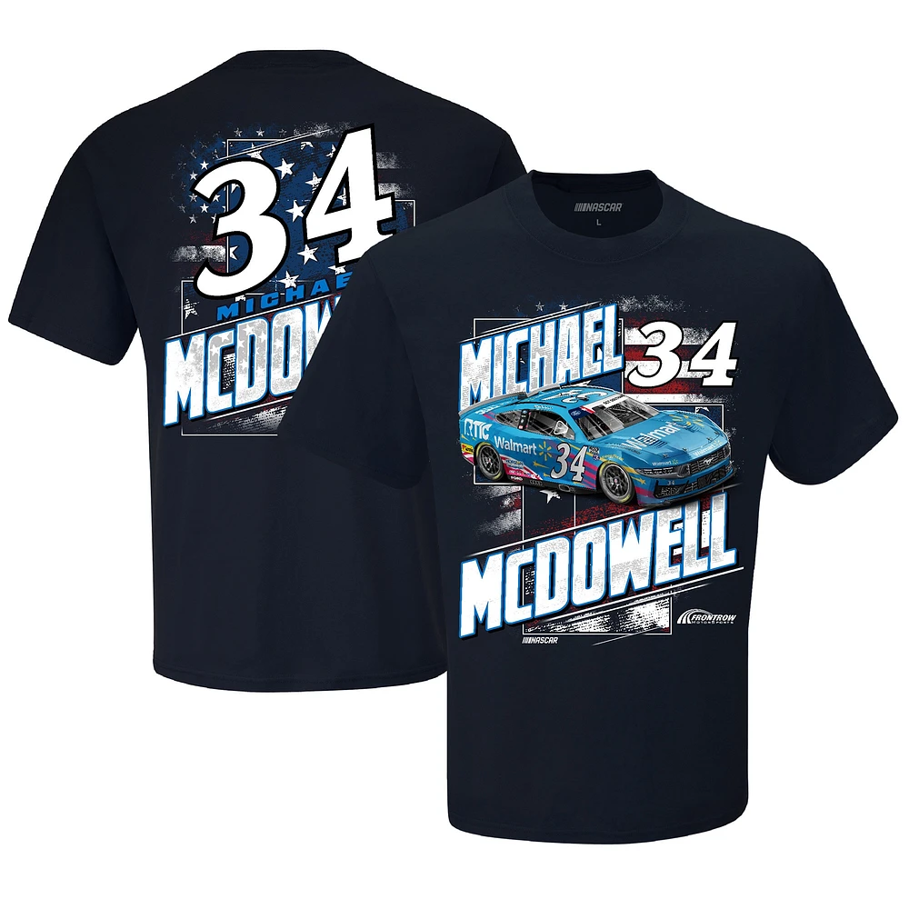 Men's Checkered Flag Sports Navy Michael McDowell RTIC Patriotic Car T-Shirt