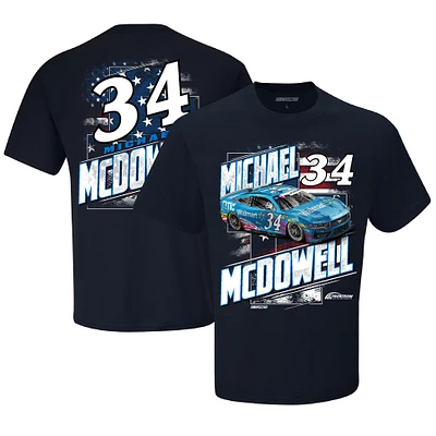 T-shirt à damier pour hommes, sport, bleu marine, Michael McDowell, RTIC, voiture patriotique