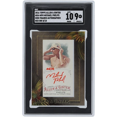 Michael Phelps Olympics 2016 Topps Allen & Ginter Mini Encadré Encre Rouge #AGA-MPH #8/10 SGC Authentifié 9/10 Carte