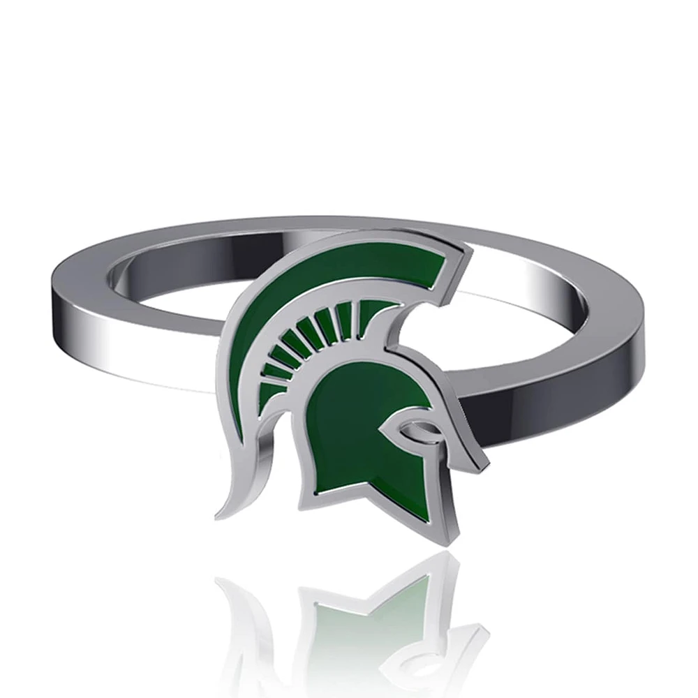 Dayna Designs Michigan State Spartans Bypass Enamel Silver Ring