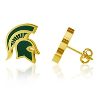 Dayna Designs Michigan State Spartans Boucles d'oreilles en émail plaqué or