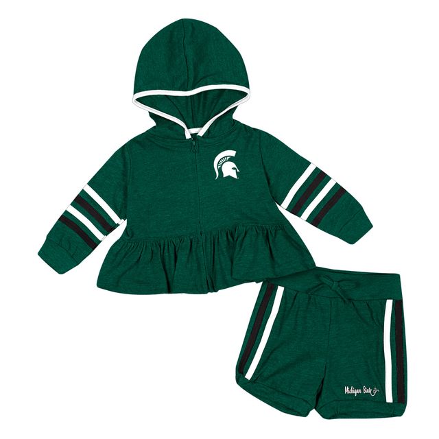 Girls Infant Colosseum Green Michigan State Spartans Spoonful Full-Zip Hoodie & Short Set