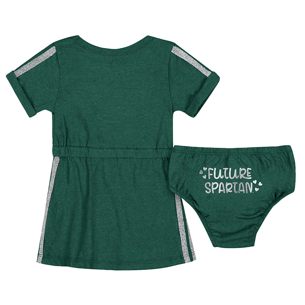 Girls Newborn & Infant Colosseum Green Michigan State Spartans Xur Dress and Bloomer Set