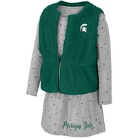 Ensemble gilet et robe Miaulement des Spartans de l'État du Michigan vert Colosseum pour filles