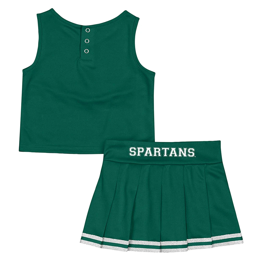 Ensemble haut et jupe de cheerleading Time For Recess pour filles Colosseum Green Michigan State Spartans