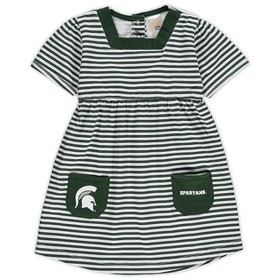 Robe rayée verte Michigan State Spartans pour tout-petit avec poches