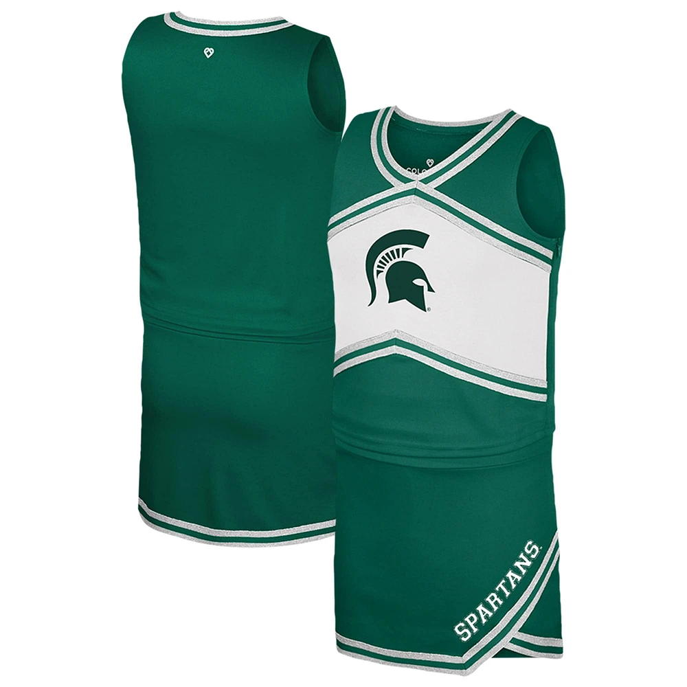 Girls Youth Colosseum Green Michigan State Spartans Cheerleader Top & Skirt Set