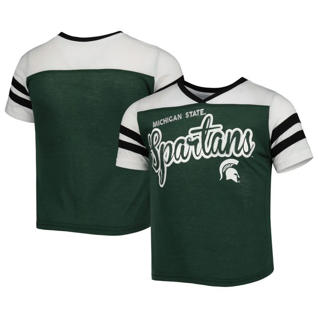 T-shirt rayé pratiquement parfait pour filles Colosseum Green Michigan State Spartans