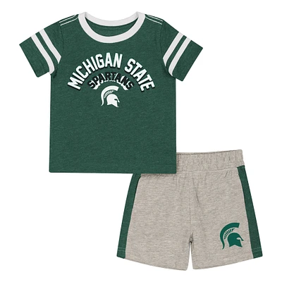 Ensemble t-shirt et short pour bébé Colosseum Heather Green Michigan State Spartans