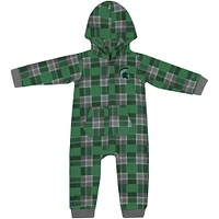 Sweat à capuche carreaux et fermeture éclair complète pour bébé Colosseum vert Michigan State Spartans manches longues