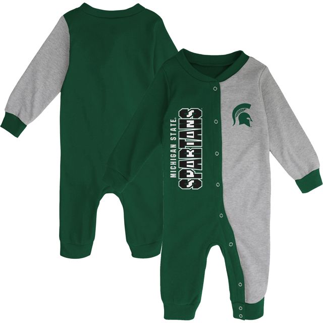 Dormeuse bicolore mi-temps vert/gris chiné Michigan State Spartans pour bébé