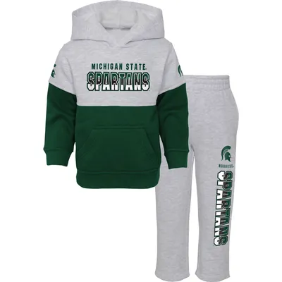 Michigan State Spartans Infant Playmaker Pullover Hoodie & Pants Set - Heather Gray/Green