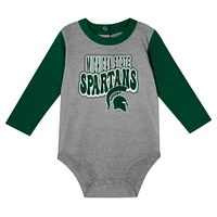 Ensemble body et pantalon à manches longues pour bébé Hunter Green Michigan State Spartans Double Up