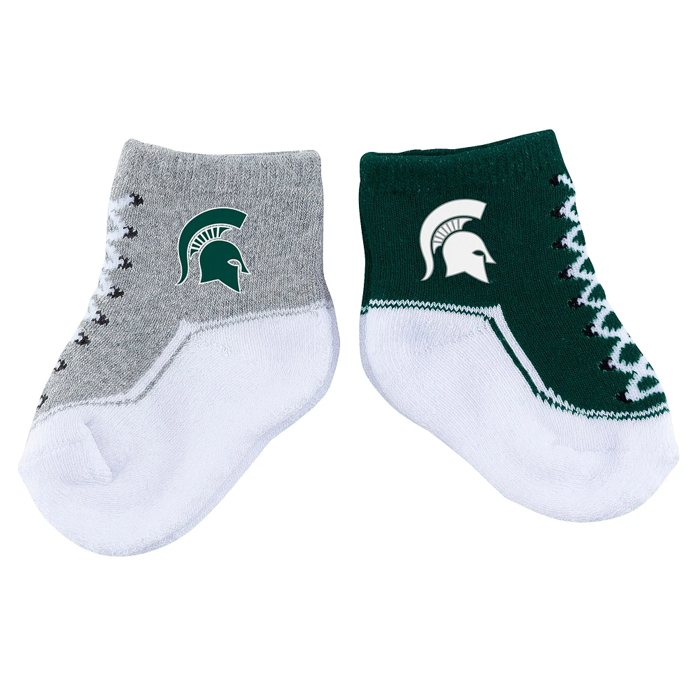 Lot de deux paires de chaussettes pour bébé ZooZatz Michigan State Spartans