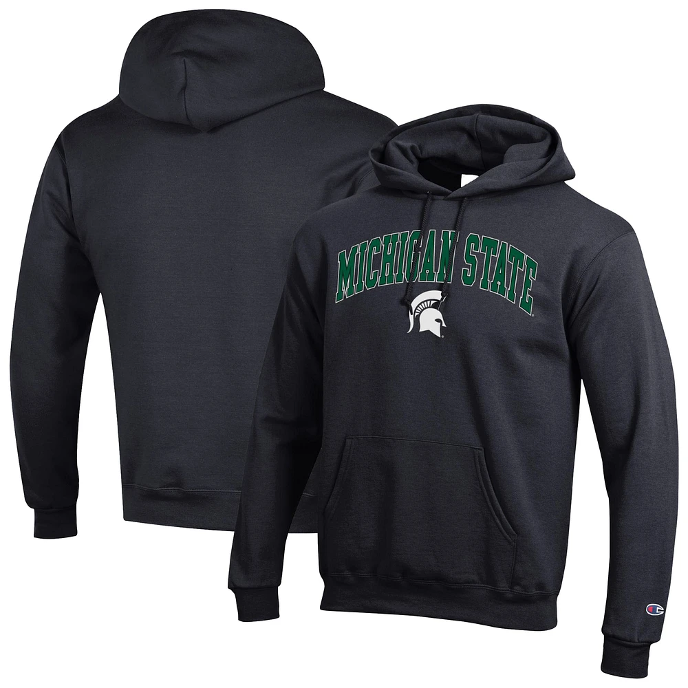 Men's Champion  Black Michigan State Spartans Arch Over Logo Pullover Hoodie