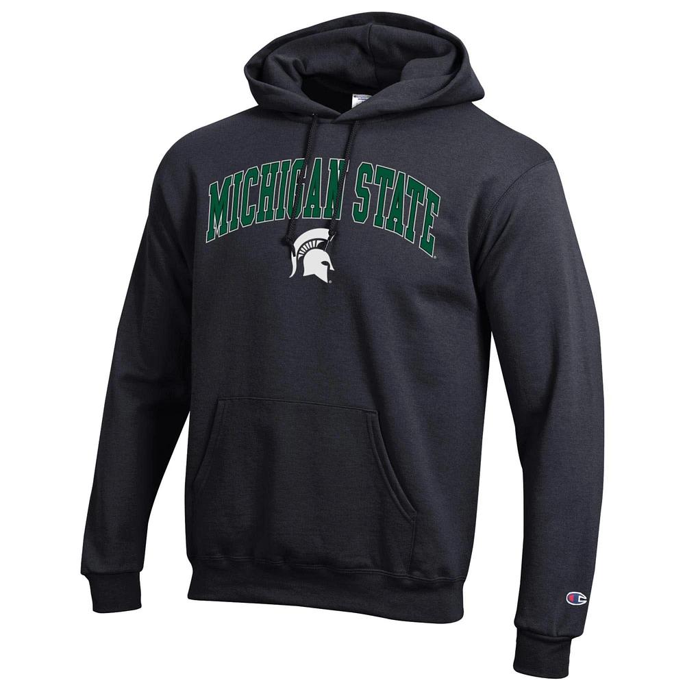 Men's Champion  Black Michigan State Spartans Arch Over Logo Pullover Hoodie