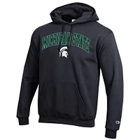 Men's Champion  Black Michigan State Spartans Arch Over Logo Pullover Hoodie