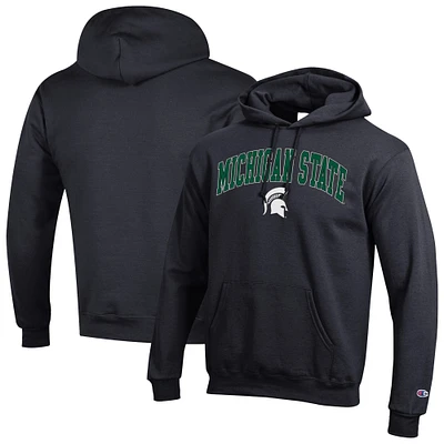 Men's Champion  Black Michigan State Spartans Arch Over Logo Pullover Hoodie