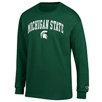 T-shirt à manches longues vert champion pour homme avec logo Arch Over des Spartans de l'État du Michigan