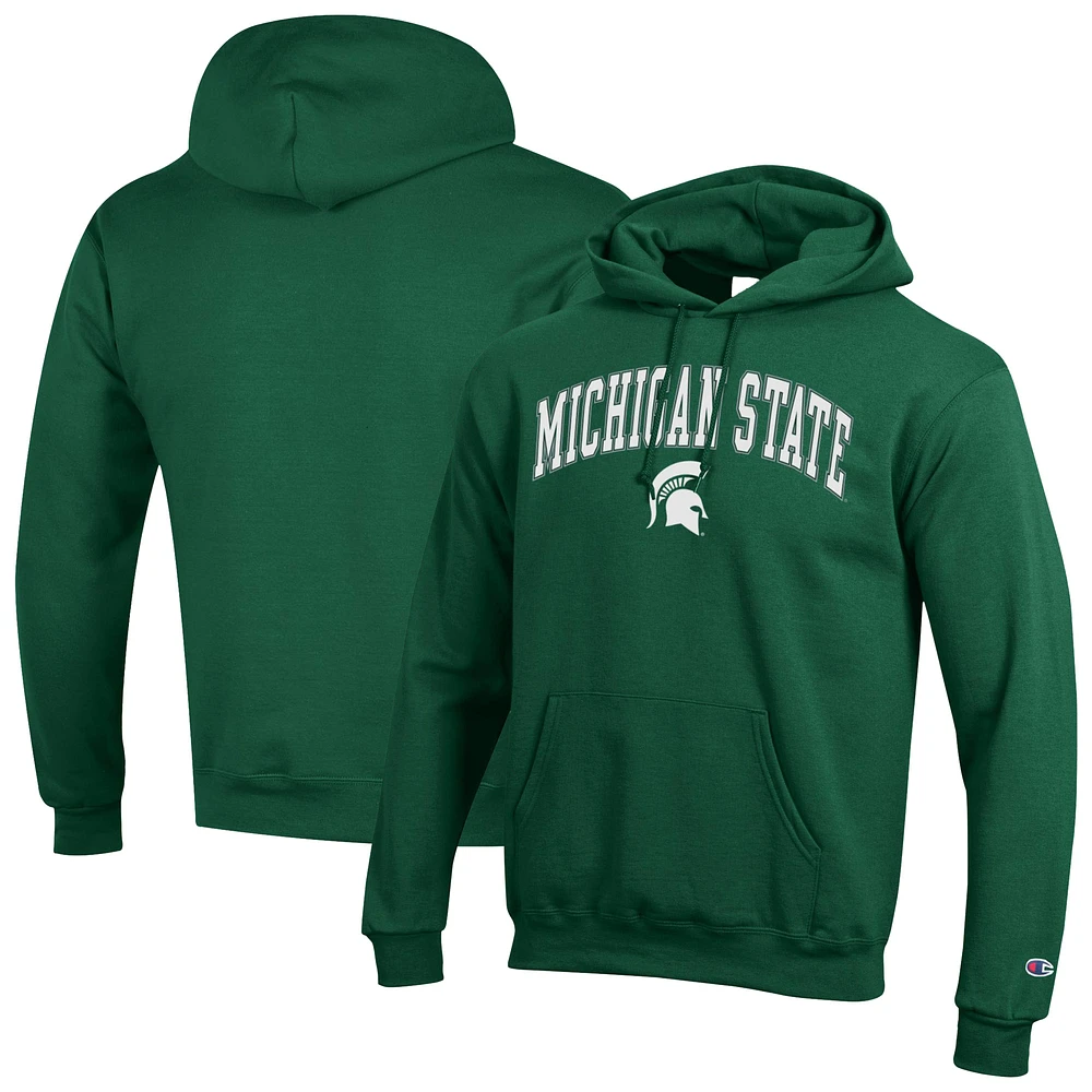 Sweat à capuche vert champion pour homme avec logo Arch Over des Spartans de l'État du Michigan