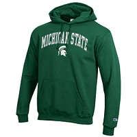 Sweat à capuche vert champion pour homme avec logo Arch Over des Spartans de l'État du Michigan
