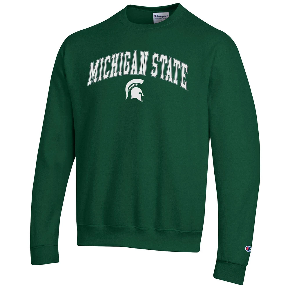 Men's Champion  Green Michigan State Spartans Arch Over Logo Pullover Sweatshirt