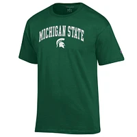 T-shirt vert champion pour homme avec logo Arch Over des Spartans de l'État du Michigan