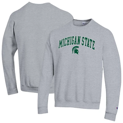 Men's Champion  Heather Gray Michigan State Spartans Arch Over Logo Pullover Sweatshirt