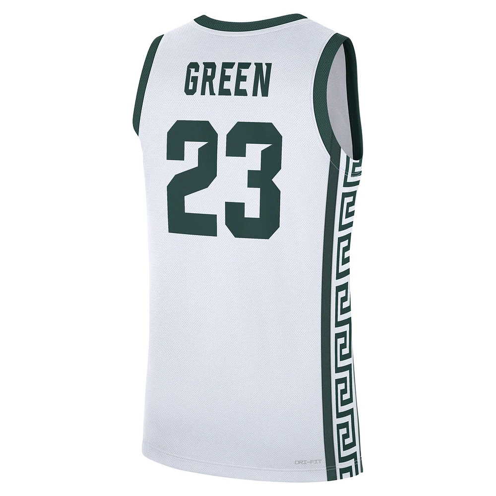 Maillot de basket-ball réplique performance Nike Draymond vert et blanc pour homme Michigan State Spartans
