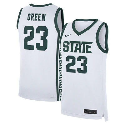 Maillot de basket-ball réplique performance Nike Draymond vert et blanc pour homme Michigan State Spartans