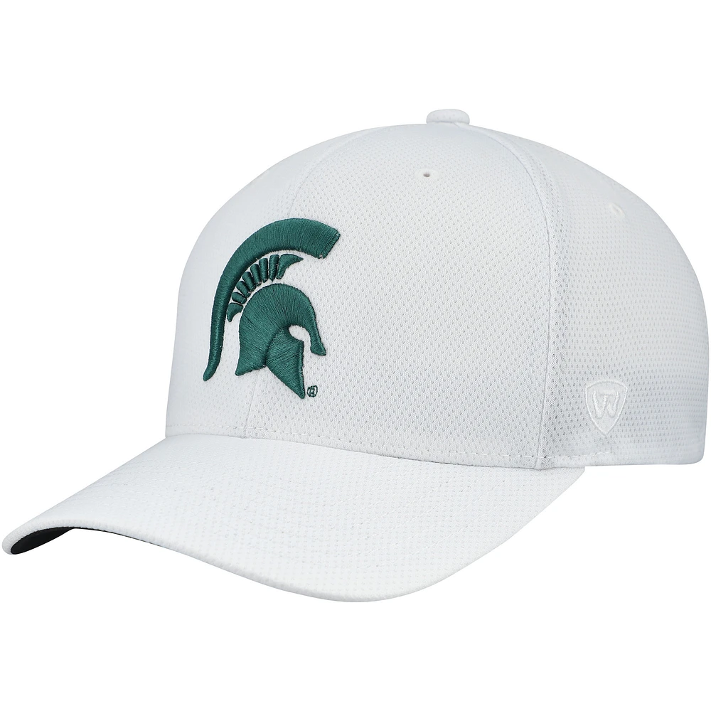 Casquette hybride Reflex Tech Flex blanche Top of the World des Spartans de l'État du Michigan pour homme