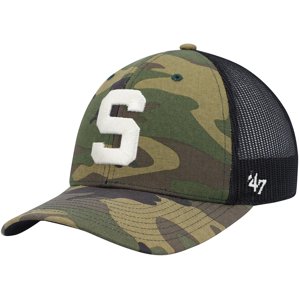 Casquette Snapback de camionneur avec logo de l'équipe des Michigan State Spartans '47 camouflage/noir pour hommes