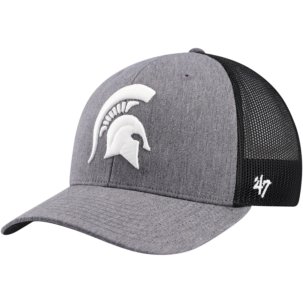 Casquette réglable de camionneur en carbone '47 Charcoal Michigan State Spartans pour hommes