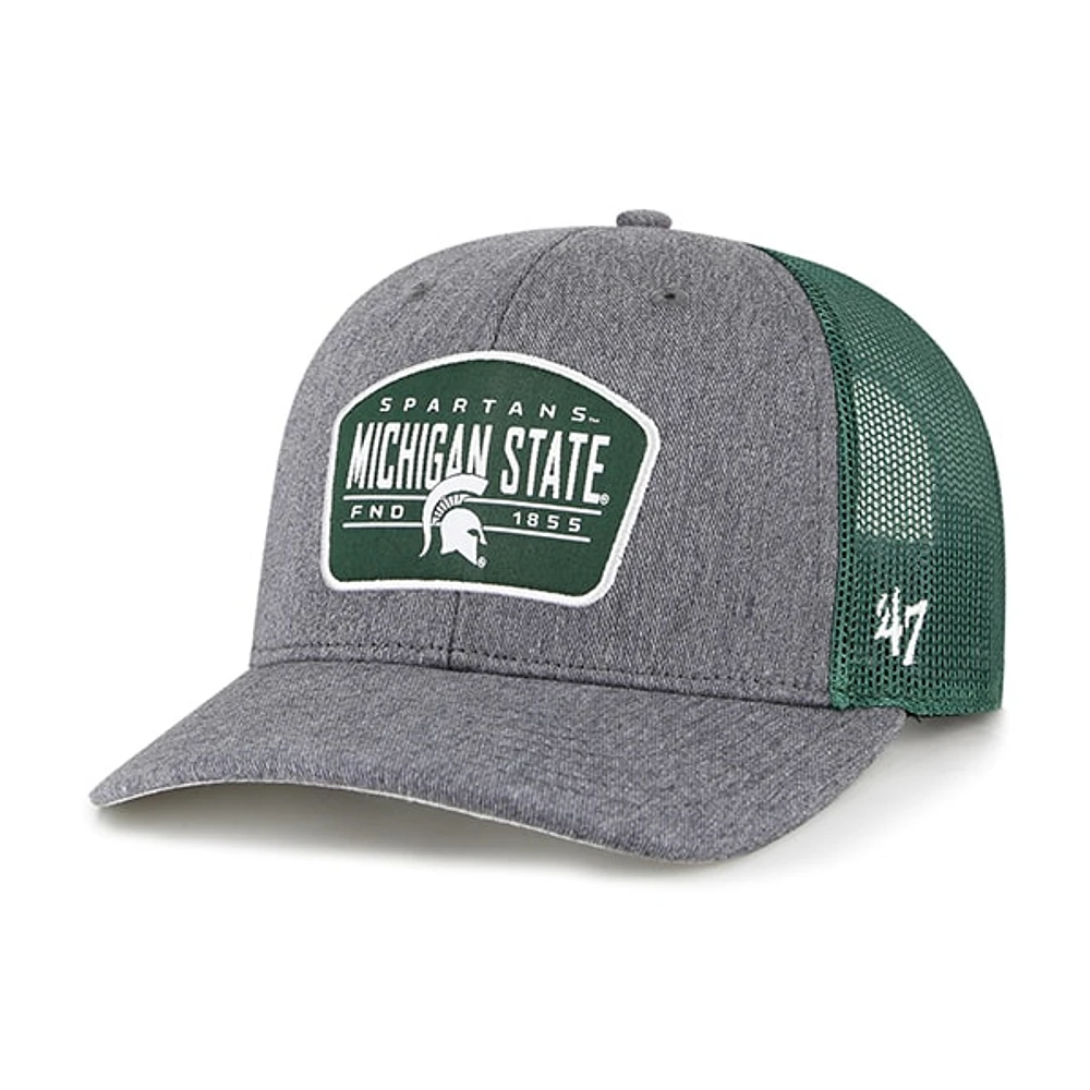 Men's '47  Charcoal Michigan State Spartans Slate Trucker Snapback Hat