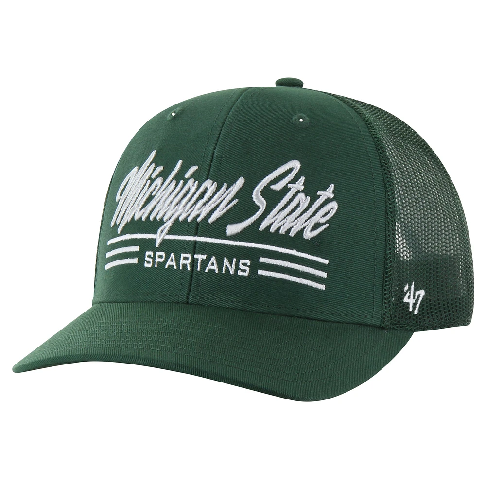 Casquette réglable de camionneur Garner '47 verte des Spartans de l'État du Michigan pour hommes