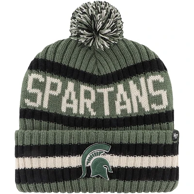 Bonnet en tricot à revers Bering pour hommes, vert Michigan State Spartans OHT, appréciation militaire, avec pompon, '47